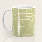 Mid-Century Modern Kinetikos Pattern in Light Avocado Green and Cream Beige Coffee Mug Gallery Image 3