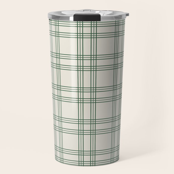 Green And Cream Gingham Travel Mug Gallery Image 1