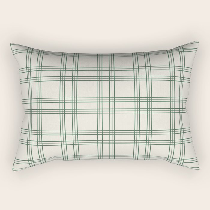 Green And Cream Gingham Rectangular Pillow Gallery Image 2