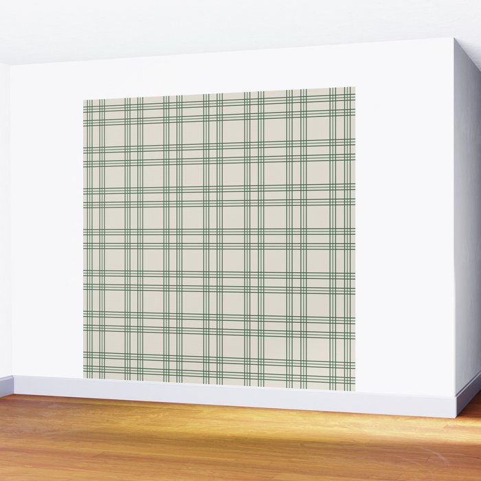 Green And Cream Gingham Wall Mural Gallery Image 2