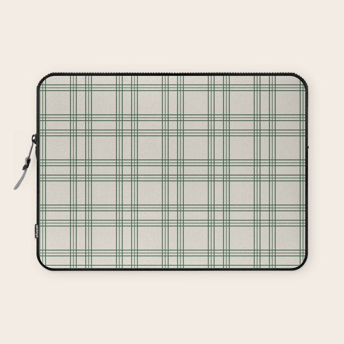 Green And Cream Gingham Laptop Sleeve Gallery Image 1