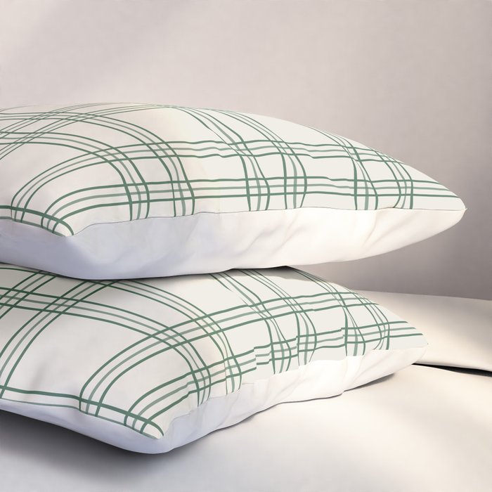 Green And Cream Gingham Pillow Sham Gallery Image 3