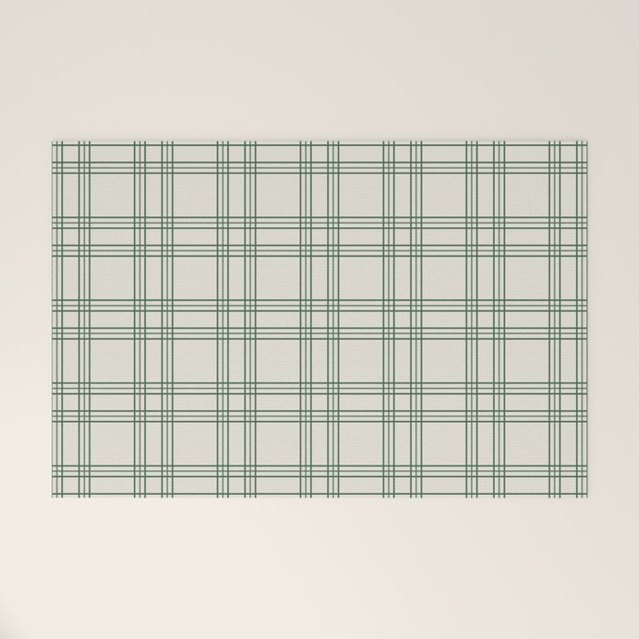 Green And Cream Gingham Welcome Mat Gallery Image 1