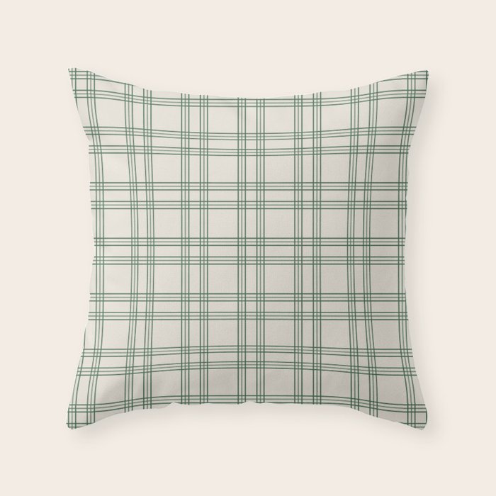 Green And Cream Gingham Throw Pillow Gallery Image 6