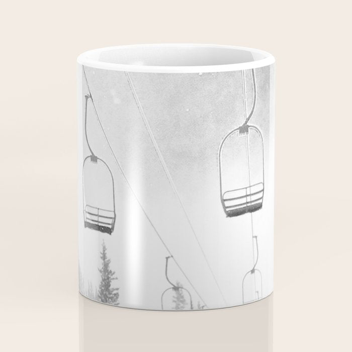 Ski Lift Moon Break // Riding the Mountain at Copper Colorado Luna Sky Peeking Foggy Clouds Coffee Mug Gallery Image 4