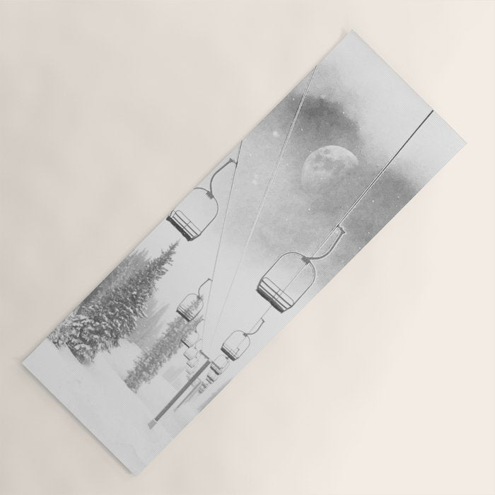 Ski Lift Moon Break // Riding the Mountain at Copper Colorado Luna Sky Peeking Foggy Clouds Yoga Mat Gallery Image 1