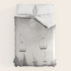 Ski Lift Moon Break // Riding the Mountain at Copper Colorado Luna Sky Peeking Foggy Clouds Duvet Cover Gallery Image 6