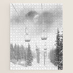 Ski Lift Moon Break // Riding the Mountain at Copper Colorado Luna Sky Peeking Foggy Clouds Jigsaw Puzzle Gallery Image 1