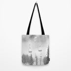Ski Lift Moon Break // Riding the Mountain at Copper Colorado Luna Sky Peeking Foggy Clouds Tote Bag Gallery Image 2
