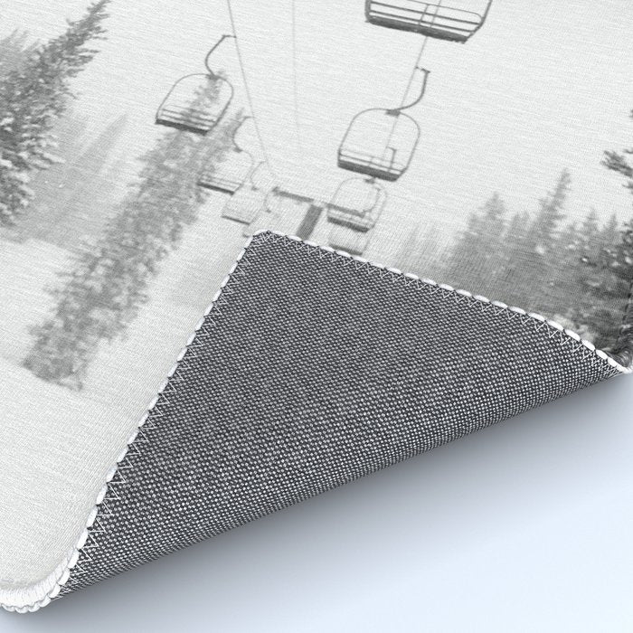 Ski Lift Moon Break // Riding the Mountain at Copper Colorado Luna Sky Peeking Foggy Clouds Rug Gallery Image 4
