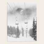 Ski Lift Moon Break // Riding the Mountain at Copper Colorado Luna Sky Peeking Foggy Clouds Poster Gallery Image 4