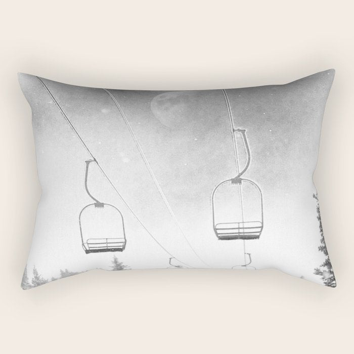 Ski Lift Moon Break // Riding the Mountain at Copper Colorado Luna Sky Peeking Foggy Clouds Rectangular Pillow Gallery Image 2