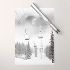 Ski Lift Moon Break // Riding the Mountain at Copper Colorado Luna Sky Peeking Foggy Clouds Wrapping Paper Gallery Image 1