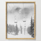 Ski Lift Moon Break // Riding the Mountain at Copper Colorado Luna Sky Peeking Foggy Clouds Serving Tray Gallery Image 1