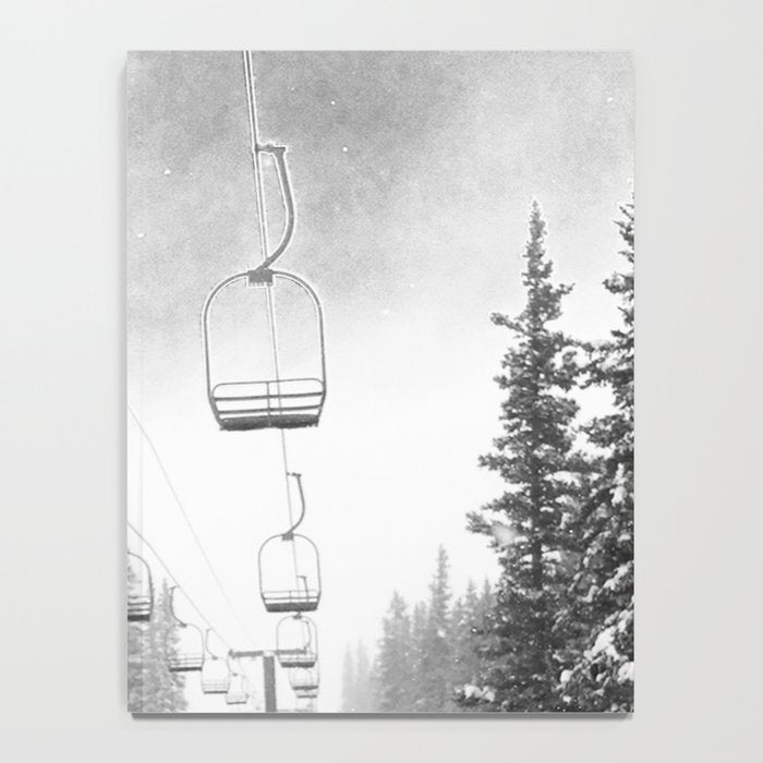 Ski Lift Moon Break // Riding the Mountain at Copper Colorado Luna Sky Peeking Foggy Clouds Notebook Gallery Image 4