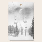 Ski Lift Moon Break // Riding the Mountain at Copper Colorado Luna Sky Peeking Foggy Clouds Cutting Board Gallery Image 1