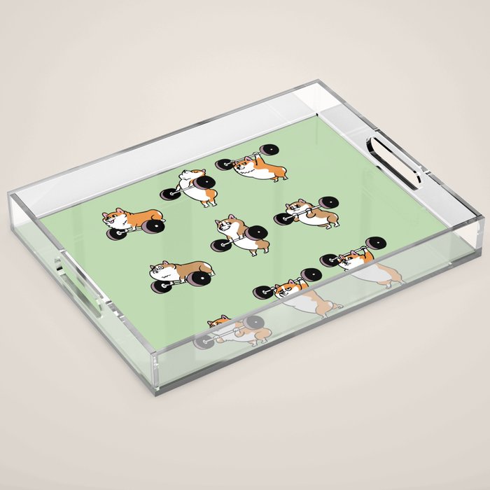Olympic Lifting Corgi Acrylic Tray Gallery Image 1