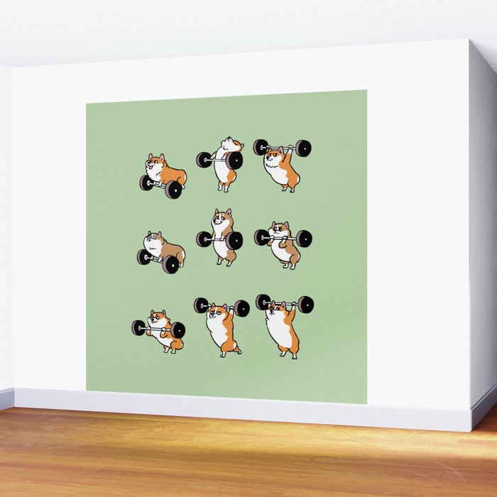 Olympic Lifting Corgi Wall Mural Gallery Image 2