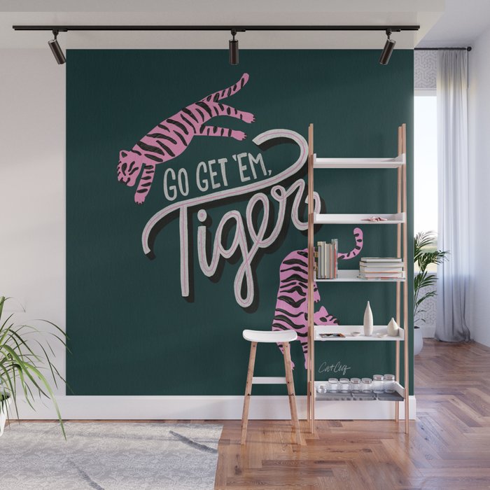 Go Get 'Em Tiger - Teal Wall Mural Gallery Image 1
