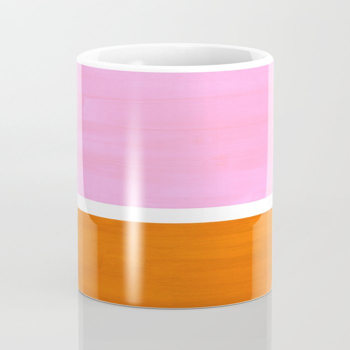 Pastel Neon Pink Yellow Ochre Mid Century Modern Abstract Minimalist Rothko Color Field Squares Coffee Mug Gallery Image 4