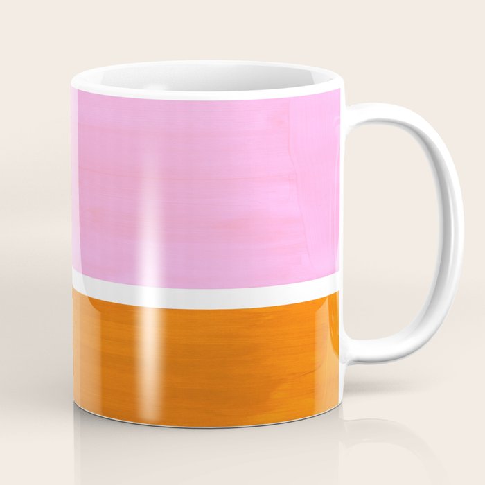 Pastel Neon Pink Yellow Ochre Mid Century Modern Abstract Minimalist Rothko Color Field Squares Coffee Mug Gallery Image 1