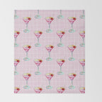Pink Aesthetic Martini Glass with Cherry Throw Blanket Gallery Image 2