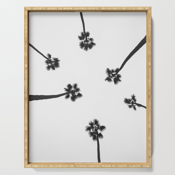 Black and white palms photo Serving Tray Gallery Image 1