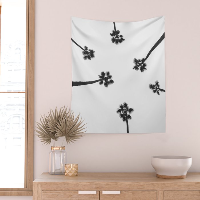 Black and white palms photo Wall Tapestry Gallery Image 2