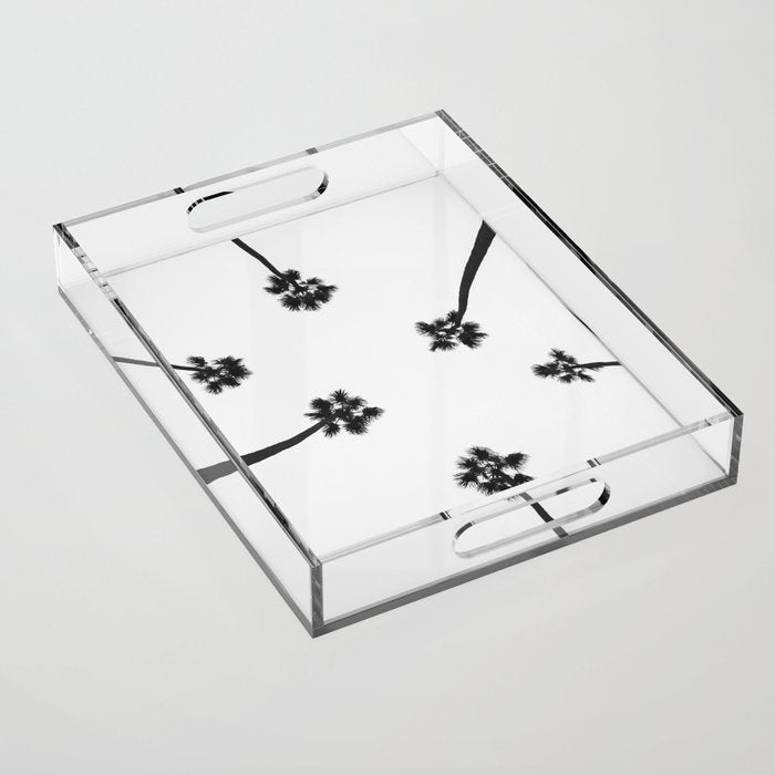 Black and white palms photo Acrylic Tray Gallery Image 1