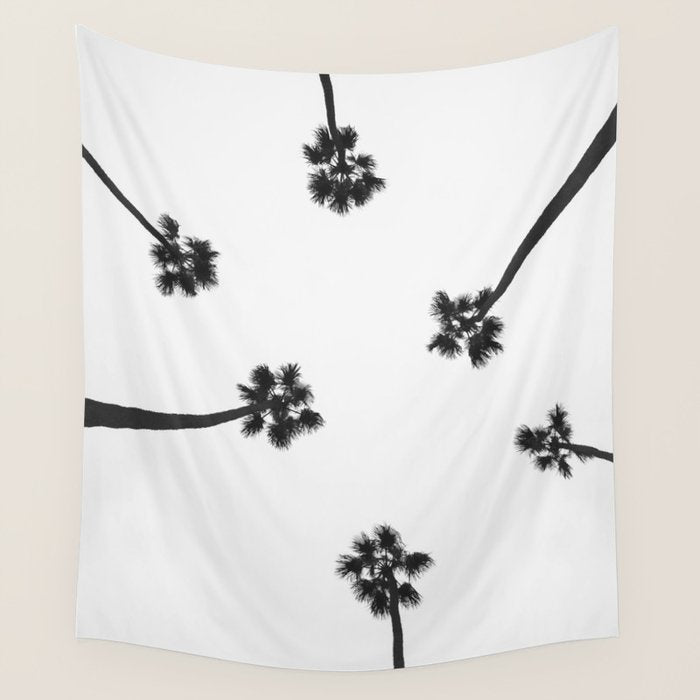 Black and white palms photo Wall Tapestry Gallery Image 1