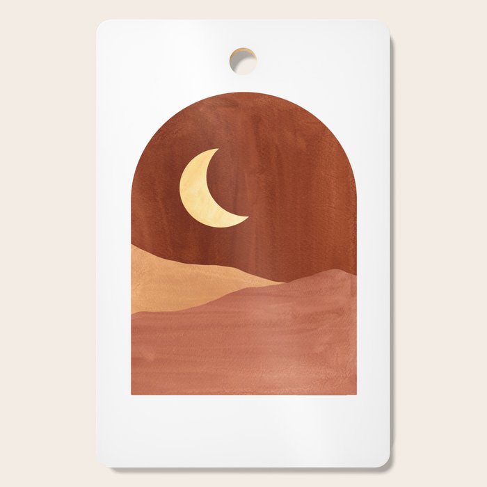 TERRACOTTA NIGHT, abstract landscape, moon and desert Cutting Board Gallery Image 1