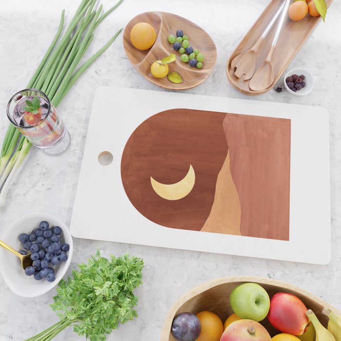 TERRACOTTA NIGHT, abstract landscape, moon and desert Cutting Board Gallery Image 2