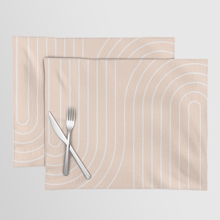 Abstract Retro Double Rainbow Peach Fuzz Placemat Gallery Image 1