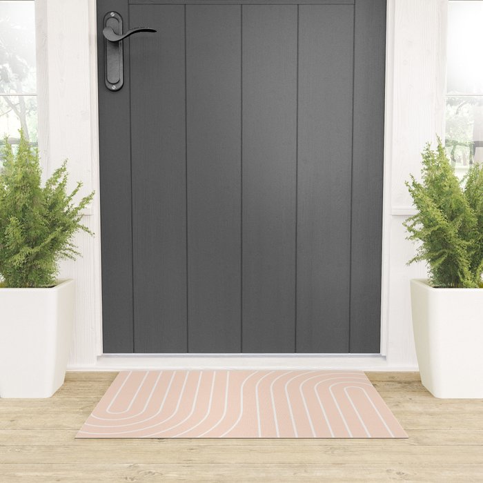Abstract Retro Double Rainbow Peach Fuzz Welcome Mat Gallery Image 3
