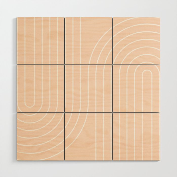 Abstract Retro Double Rainbow Peach Fuzz Wood Wall Art Gallery Image 1