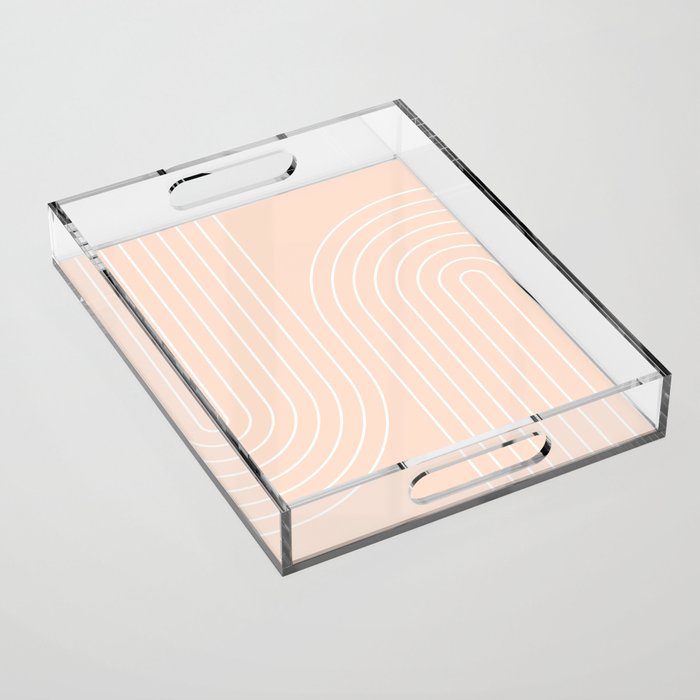 Abstract Retro Double Rainbow Peach Fuzz Acrylic Tray Gallery Image 1