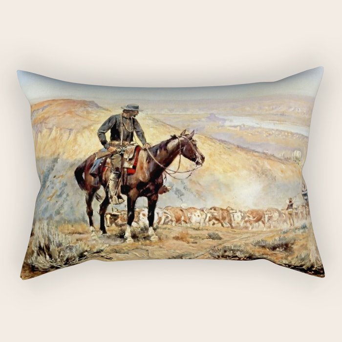 âThe Wagon Bossâ by Charles M Russell Rectangular Pillow Gallery Image 2