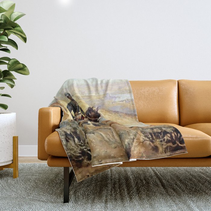 âThe Wagon Bossâ by Charles M Russell Throw Blanket Gallery Image 1
