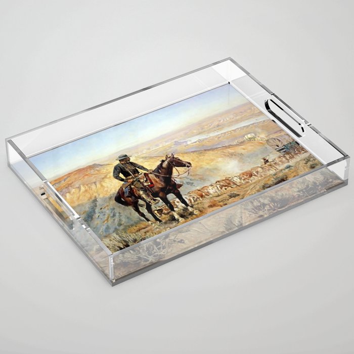 âThe Wagon Bossâ by Charles M Russell Acrylic Tray Gallery Image 1