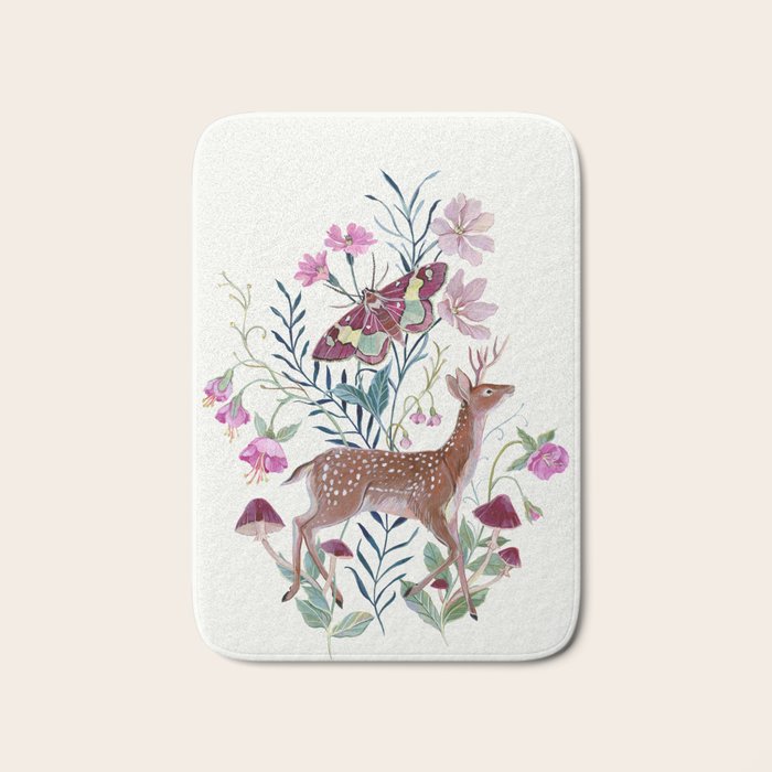 Floral Deer Bath Mat Gallery Image 1