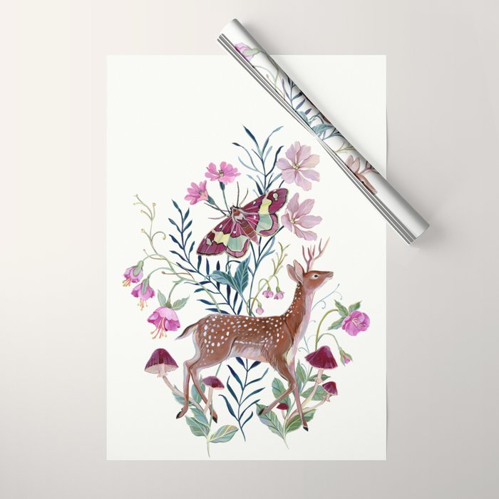 Floral Deer Wrapping Paper Gallery Image 1