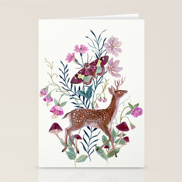 Floral Deer Stationery Card Gallery Image 1