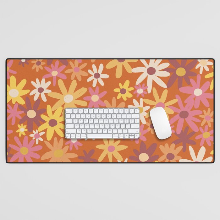 Red floral pattern Desk Mat Gallery Image 1