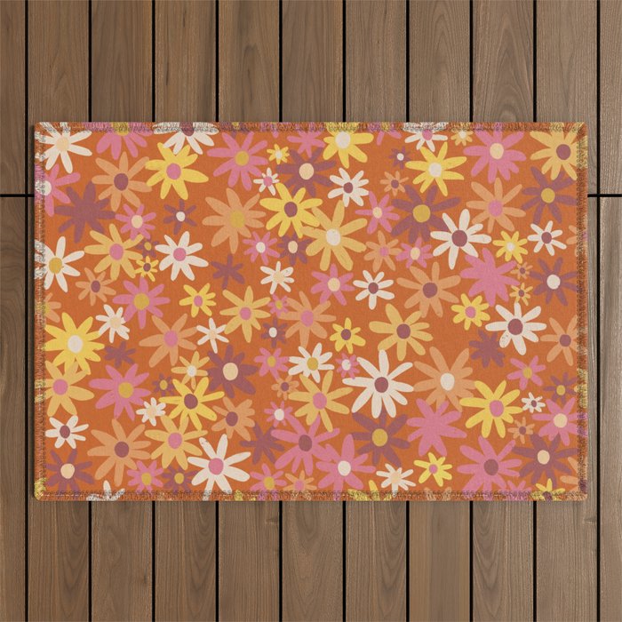 Red floral pattern Outdoor Rug Gallery Image 1