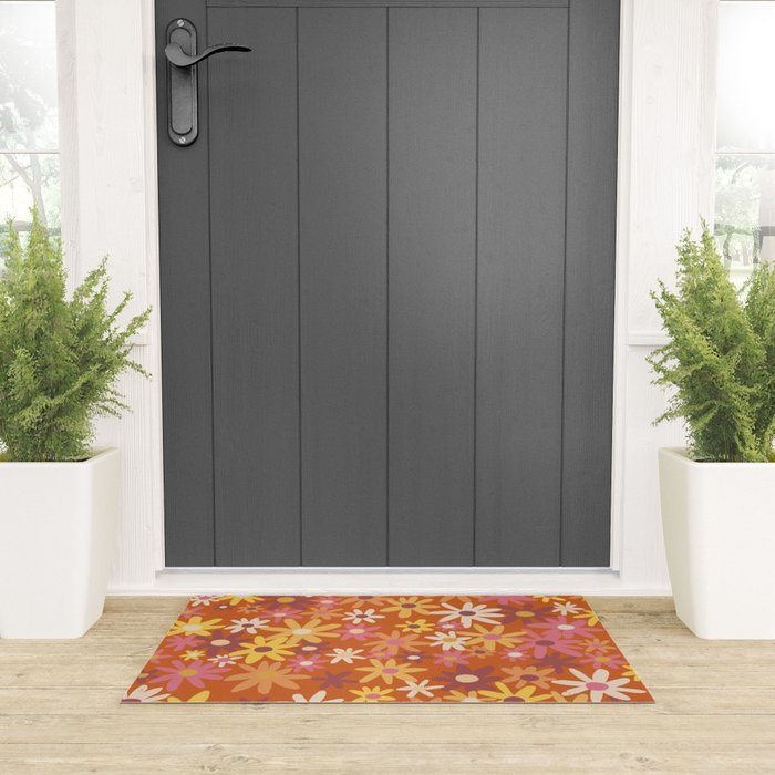 Red floral pattern Welcome Mat Gallery Image 3