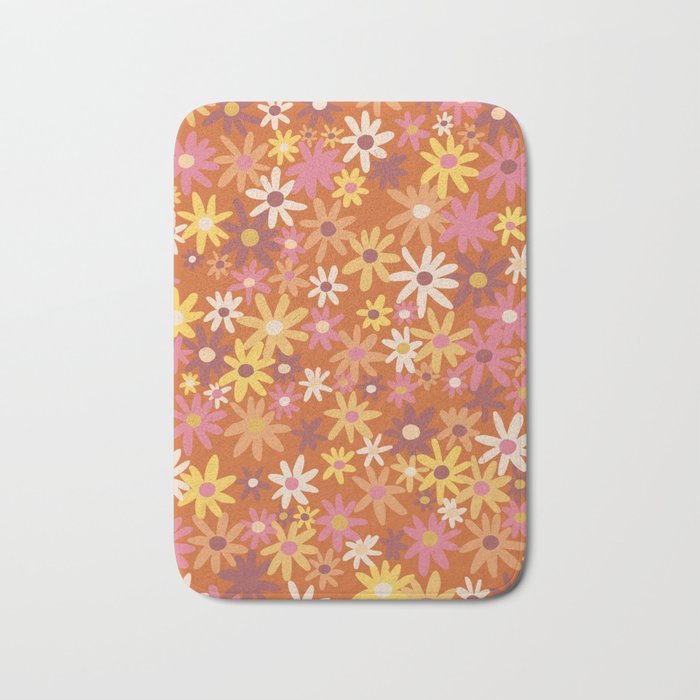 Red floral pattern Bath Mat Gallery Image 1