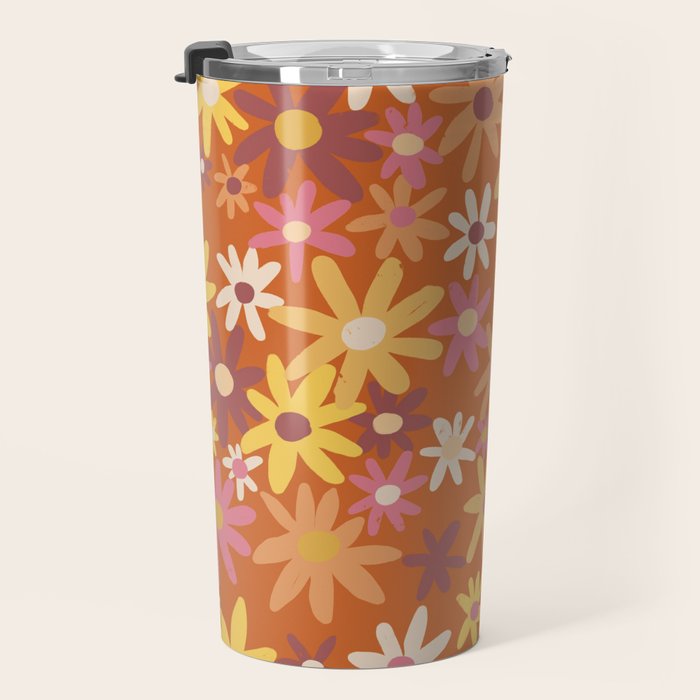 Red floral pattern Travel Mug Gallery Image 3