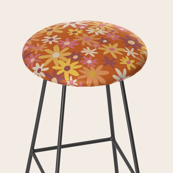 Red floral pattern Stool Gallery Image 2