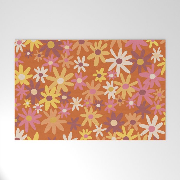 Red floral pattern Welcome Mat Gallery Image 1