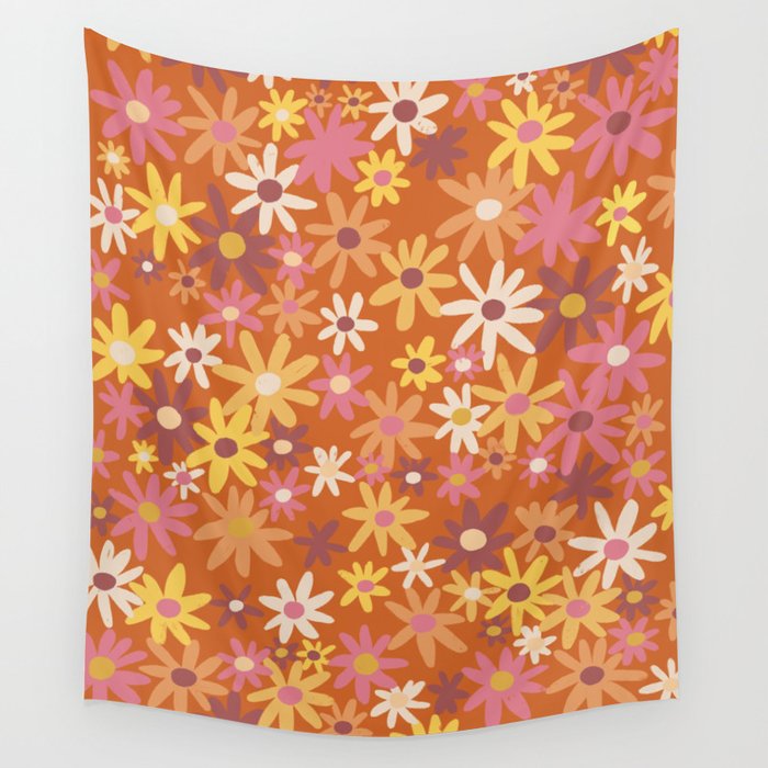 Red floral pattern Wall Tapestry Gallery Image 4